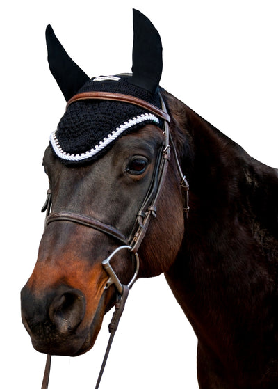 Equine Couture Fly Bonnet with Silver Rope & Crystals_3018