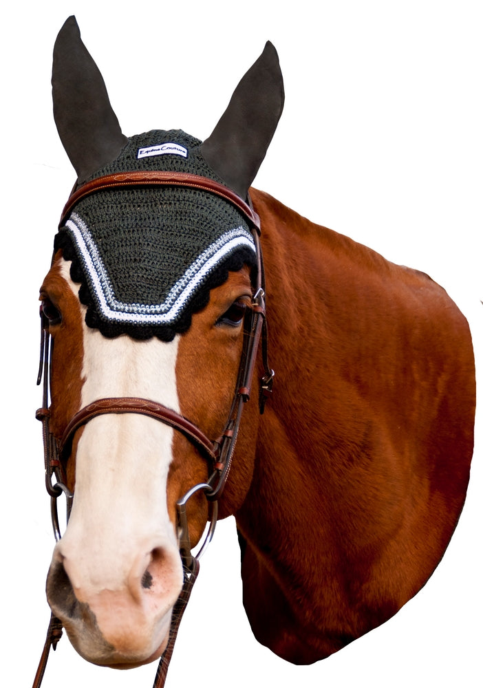 Equine Couture Fly Bonnet with Silver Lurex & Contrast Color_1
