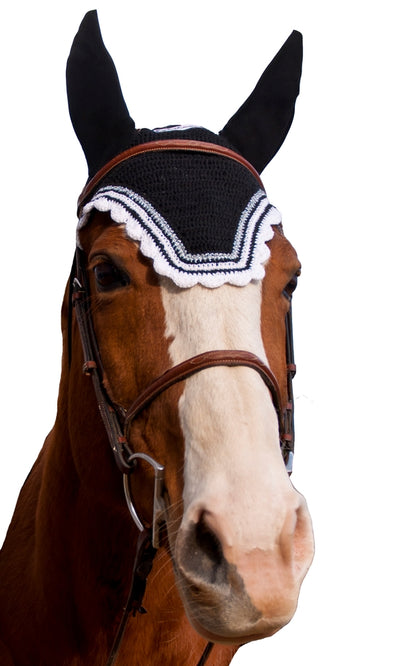 Equine Couture Fly Bonnet with Silver Lurex & Contrast Color_3