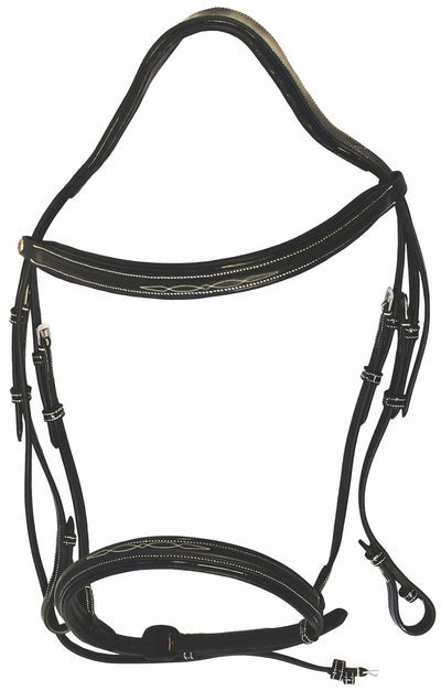 Henri de Rivel Pro Mono Crown Fancy Bridle with Patent Leather Piping and Laced Reins_1909