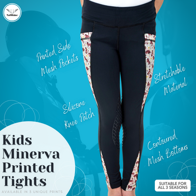 TuffRider Kids Minerva 3 Season Printed Knee Patch Tights