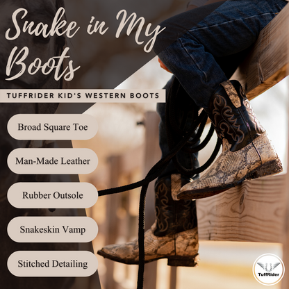 TuffRider Youth Black Snake in My Boot Western Leather Boots