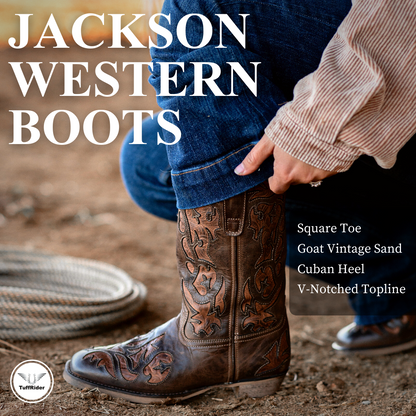 TuffRider Women Jackson Embroidered Leather Square Toe Western Boots