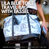AWST INT’L “LILA” BLUE TOILE PATTERN TRAVEL BAG W/TASSEL