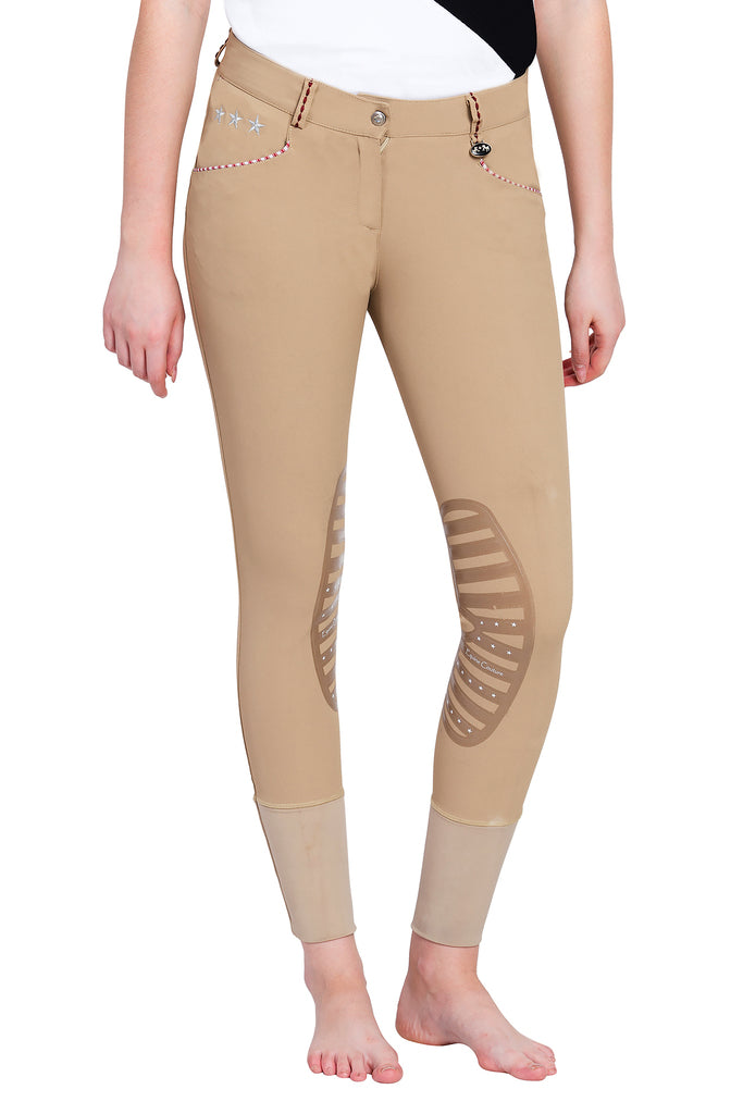 Equine Couture Ladies Stars & Stripes Silicone Knee Patch Breeches_10