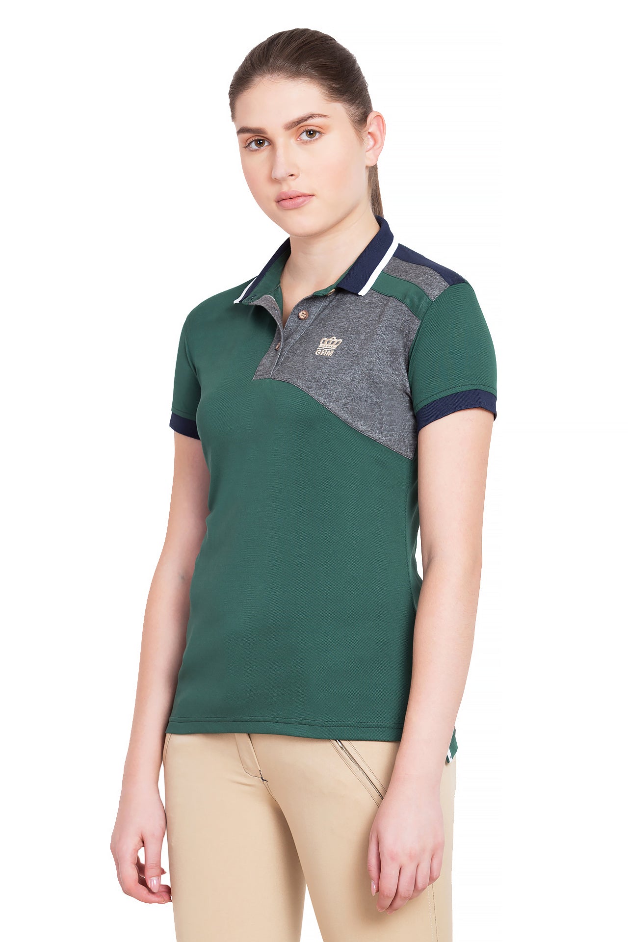 George H Morris Ladies Hunter Short Sleeve Polo Sport Shirt_4592