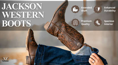 TuffRider Women Jackson Embroidered Leather Square Toe Western Boots