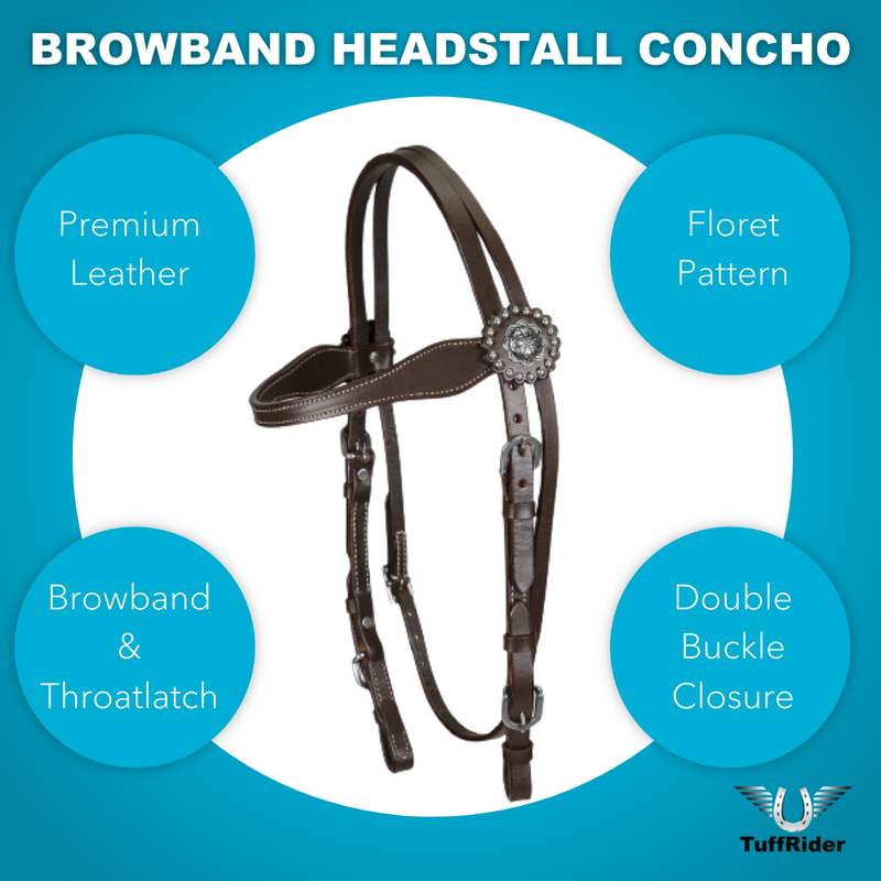 TuffRider Western Browband Headstall Concho With Buckle Bit Ends_5633