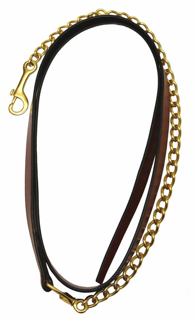 Henri de Rivel Pro Collection Leather Lead with 24" Solid Brass Chain_1