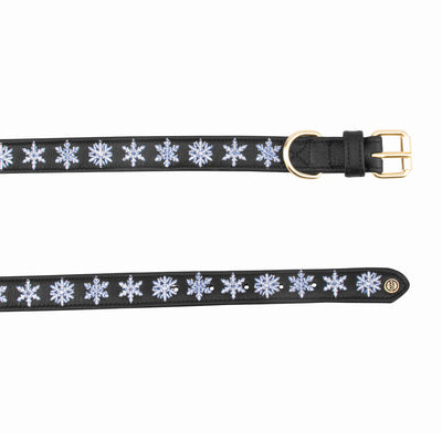 Halo Dog Collar - Leather with Snowflake Embroidery_2032