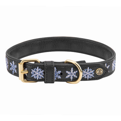 Halo Dog Collar - Leather with Snowflake Embroidery_2028