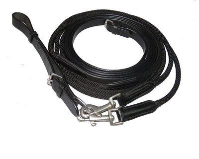 Henri de Rivel Advantage Draw Reins - Rounded Nylon / Leather Snap_5120