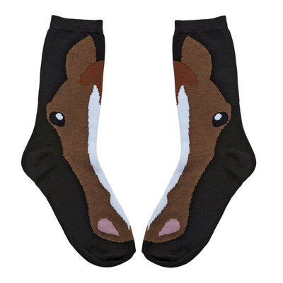 AWST Int'l Ladies'  Horse Face Crew Socks-3 Pack