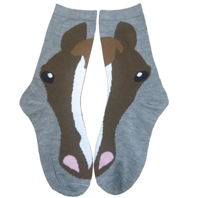 AWST Int'l Ladies'  Horse Face Crew Socks-3 Pack