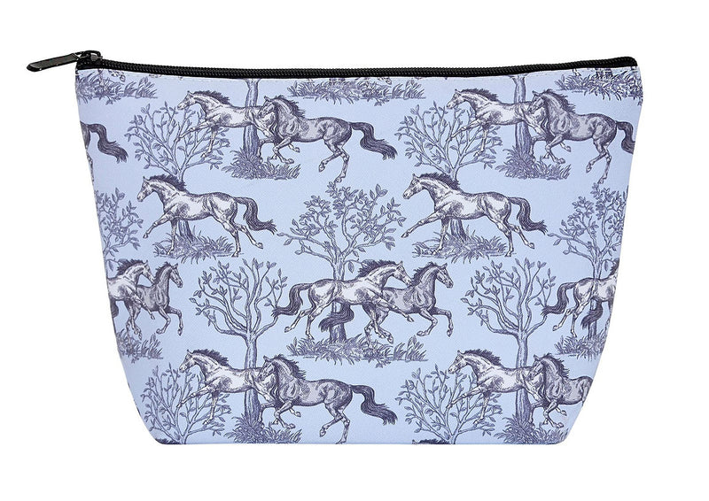AWST Int'l "Lila" Blue Toile Large Cosmetic Pouch