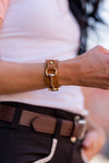 AWST Int'l Leather w/Gold Tone Snaffle Bit Bracelet