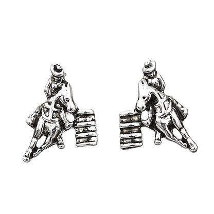 AWST Int'l Sterling Silver & CZ Barrel Racing Earrings