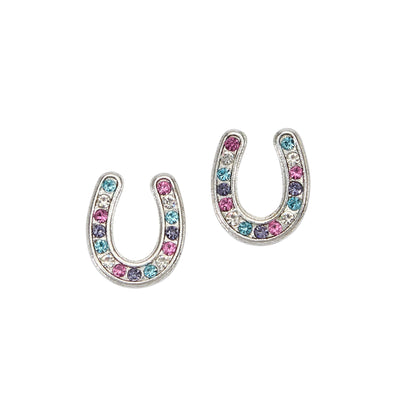 AWST Int'l Horseshoes Earrings w/Colorful Cowboy Hat Box