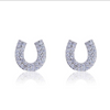 AWST Int'l Rhodium & CZ  Horseshoe Earrings