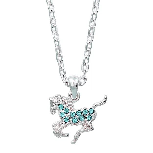 AWST Int'l Aqua Precious Pony Necklace w/Aqua Horse Head Gift Box