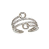 AWST Int'l  Rhodium Spiral Rhinestones & Snaffle Bit Adjustable Ring
