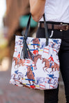 AWST Int'l "Lila" Jumper Pattern Tote Bag w/ Tassel