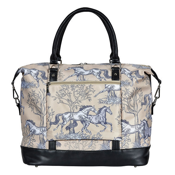 Lila Blue Toile Pattern Travel Bag with Tassel 