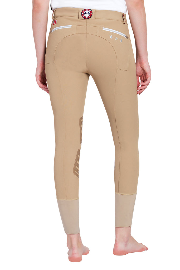 Equine Couture Ladies Stars & Stripes Silicone Knee Patch Breeches_12
