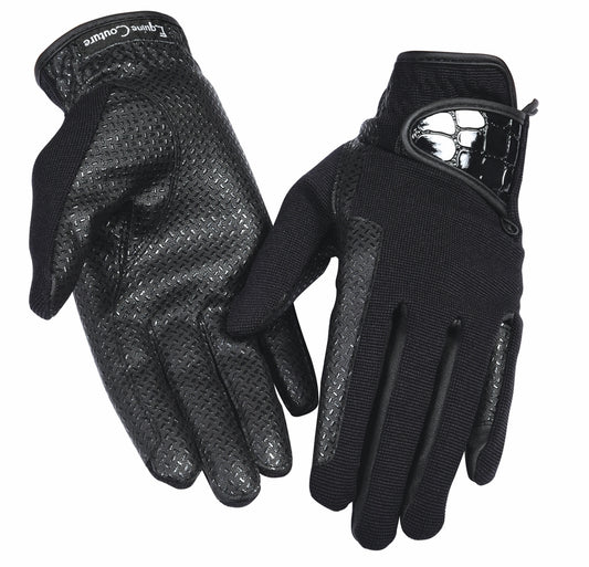 Equine Couture Ladies Grippy Riding Gloves w/ Alligator_3280