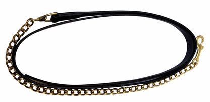 Henri de Rivel Pro Collection Leather Lead with 24" Solid Brass Chain_2