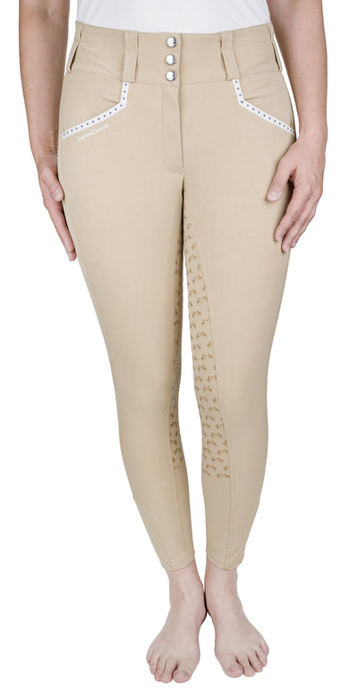 Equine Couture Women Nicole Full Silicone Printed Seat Breeches in White