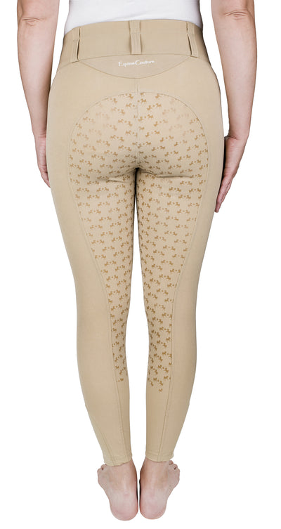 Equine Couture Women Nicole Full Silicone Printed Seat Breeches in White